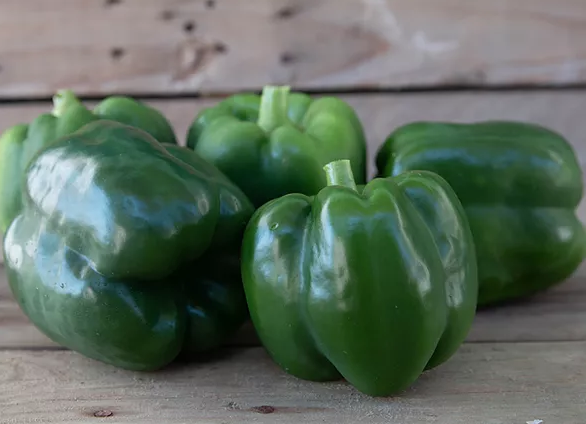 Organic green bell peppers